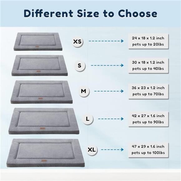 Dog Bed for Crate, High Resilience Foam Dog Crate Mat Kennel Pad with Soft Plush - Picture 3 of 7